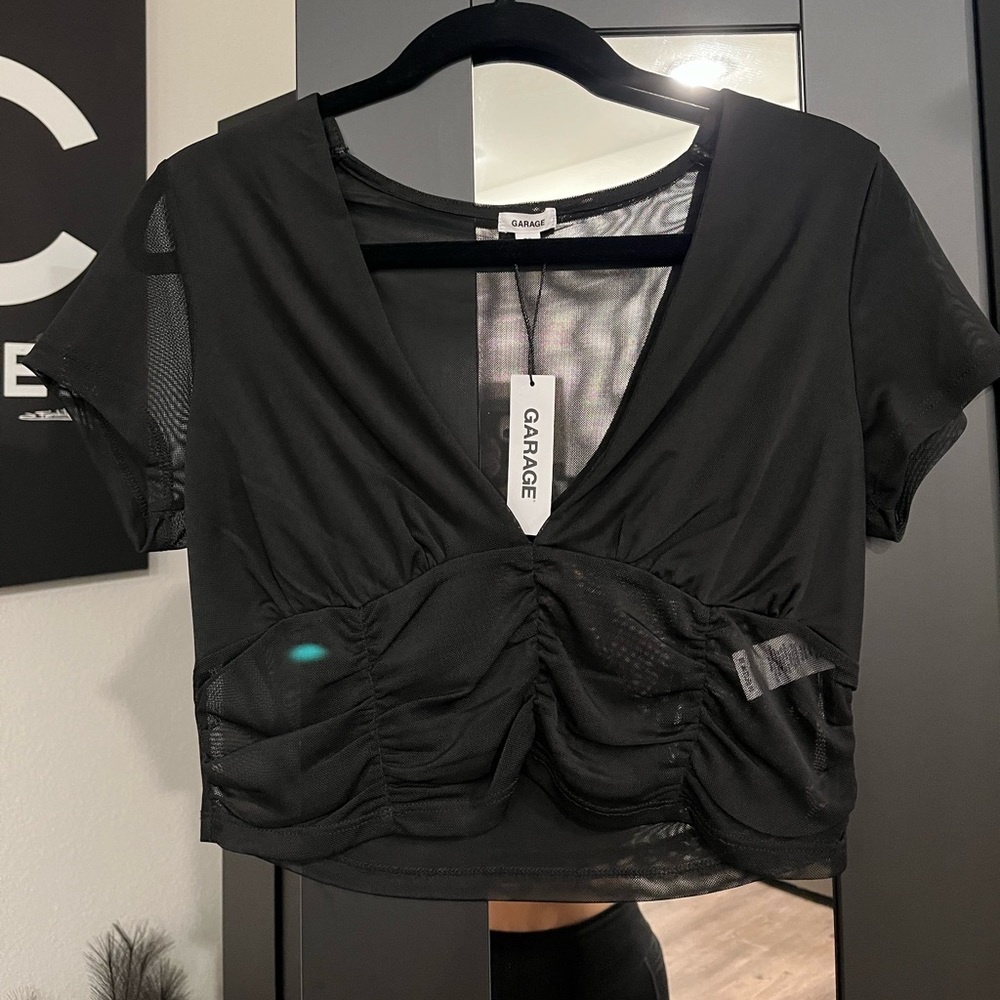 Black mesh top